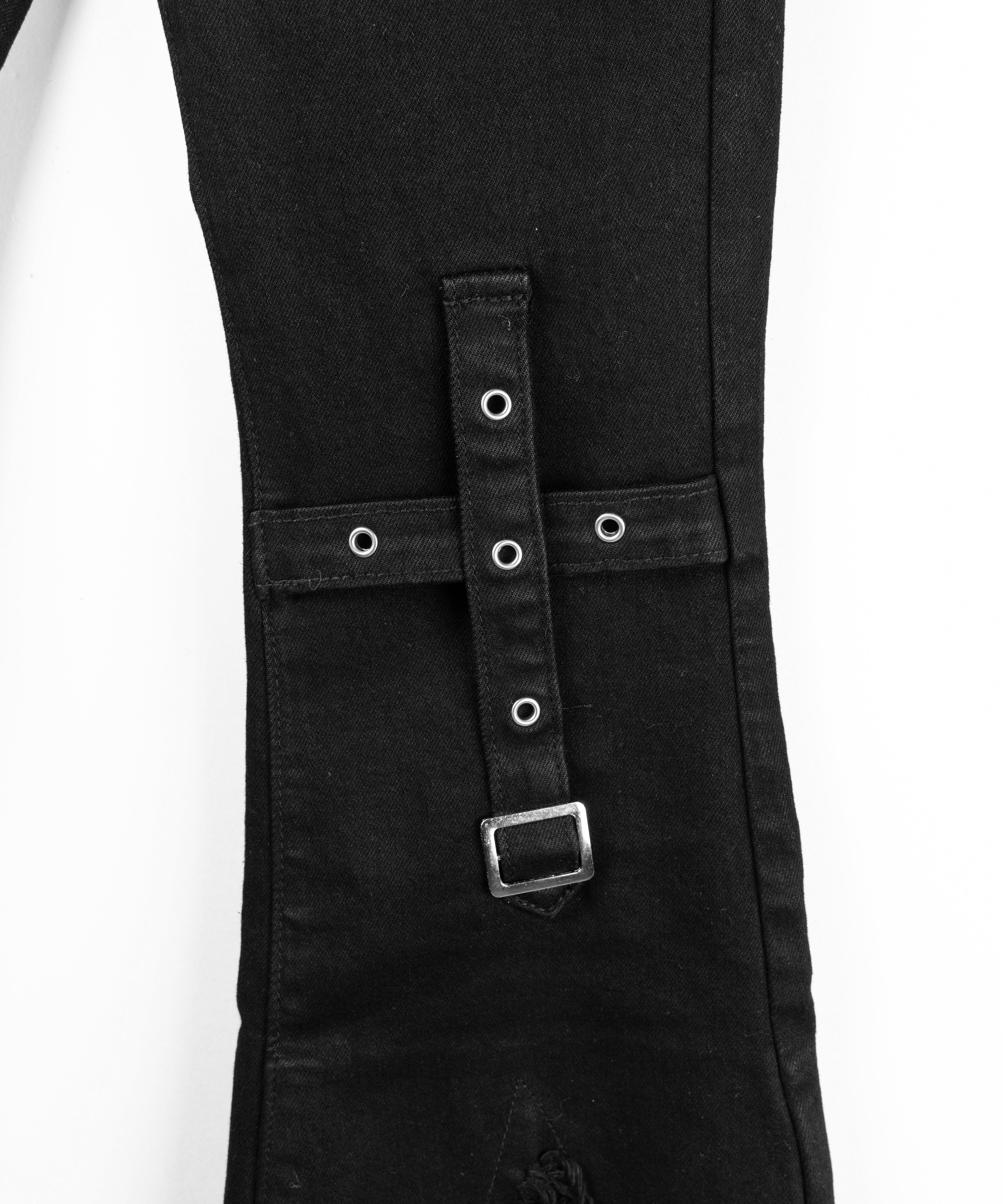 クロスデザインヴィンテージライクフリンジストレッチフレアデニム / cross design vintage-like fringe stretch flare denim