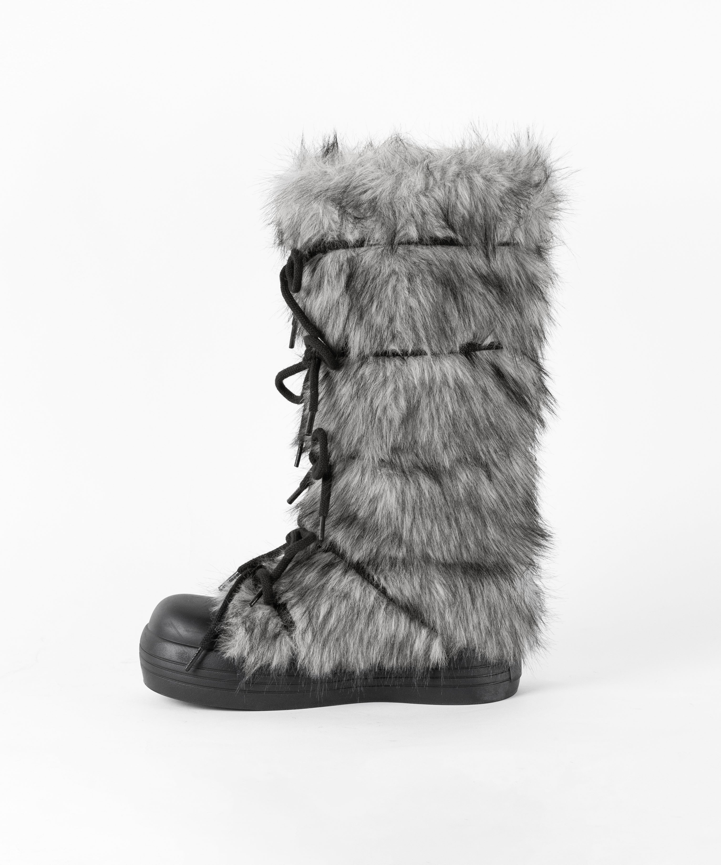 ボリュームフェイクファーレースアップロングブーツ / volume fake fur laceup long boots