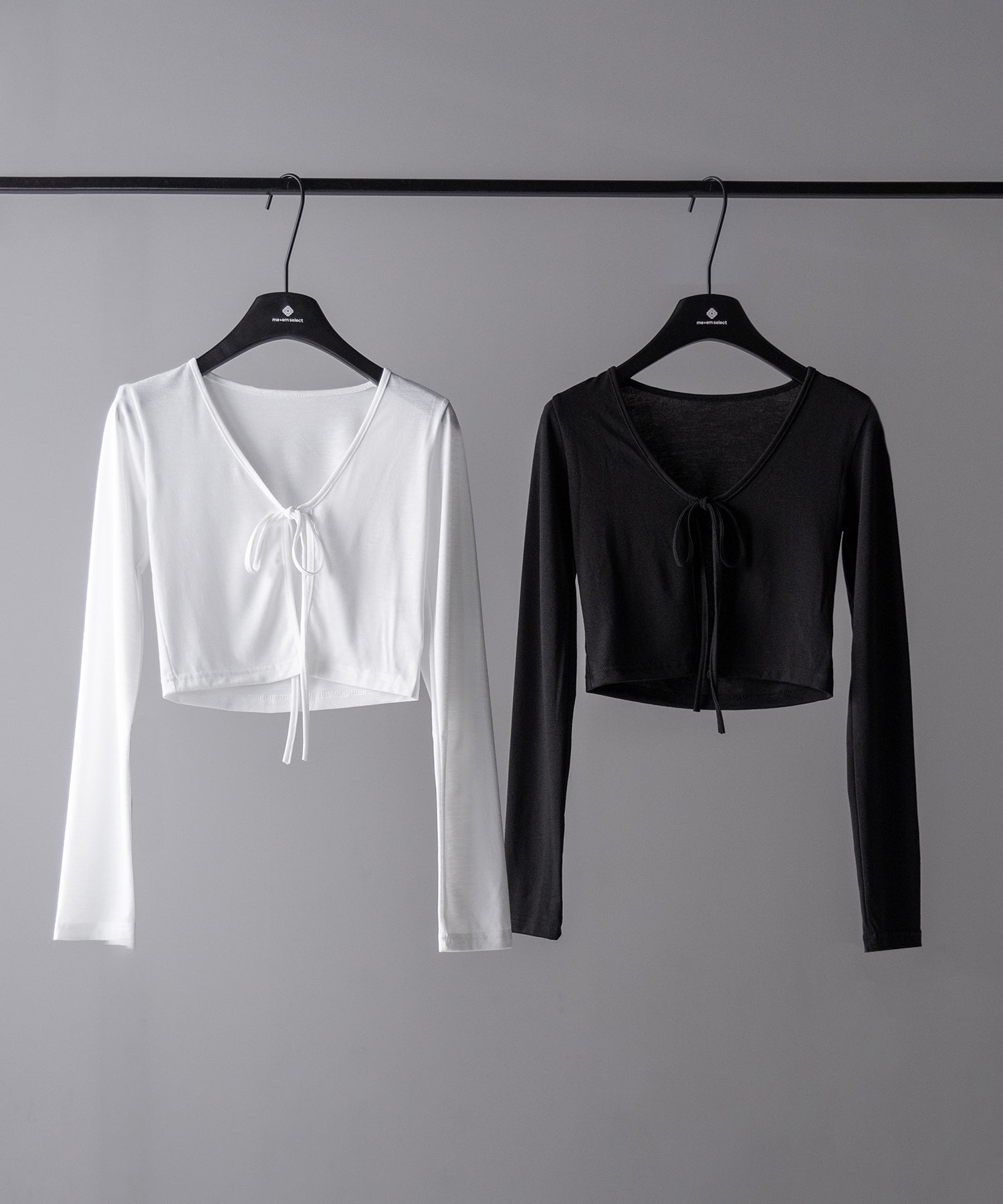 【 2color 】フロントリボンカットソーショートカーディガン / front ribbon cutsew short cardigan