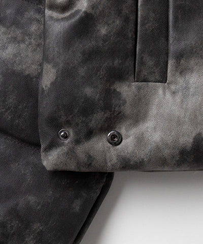 ヴィンテージタイダイフェイクレザーショートダウンジャケット / vintage tyedye fake leather short down jacket