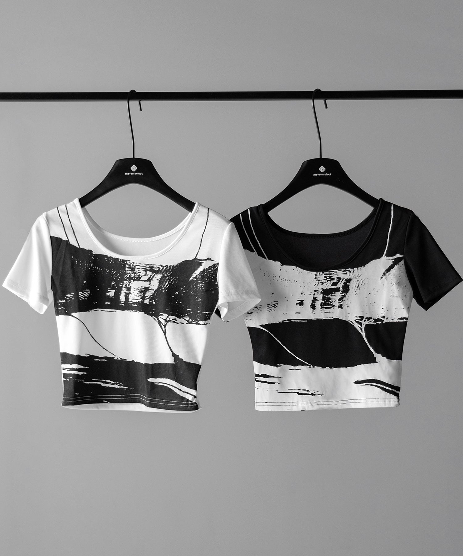 ヴィンテージプリント半袖ショートリブTシャツ / vintage print short sleeve short lib t-shirt