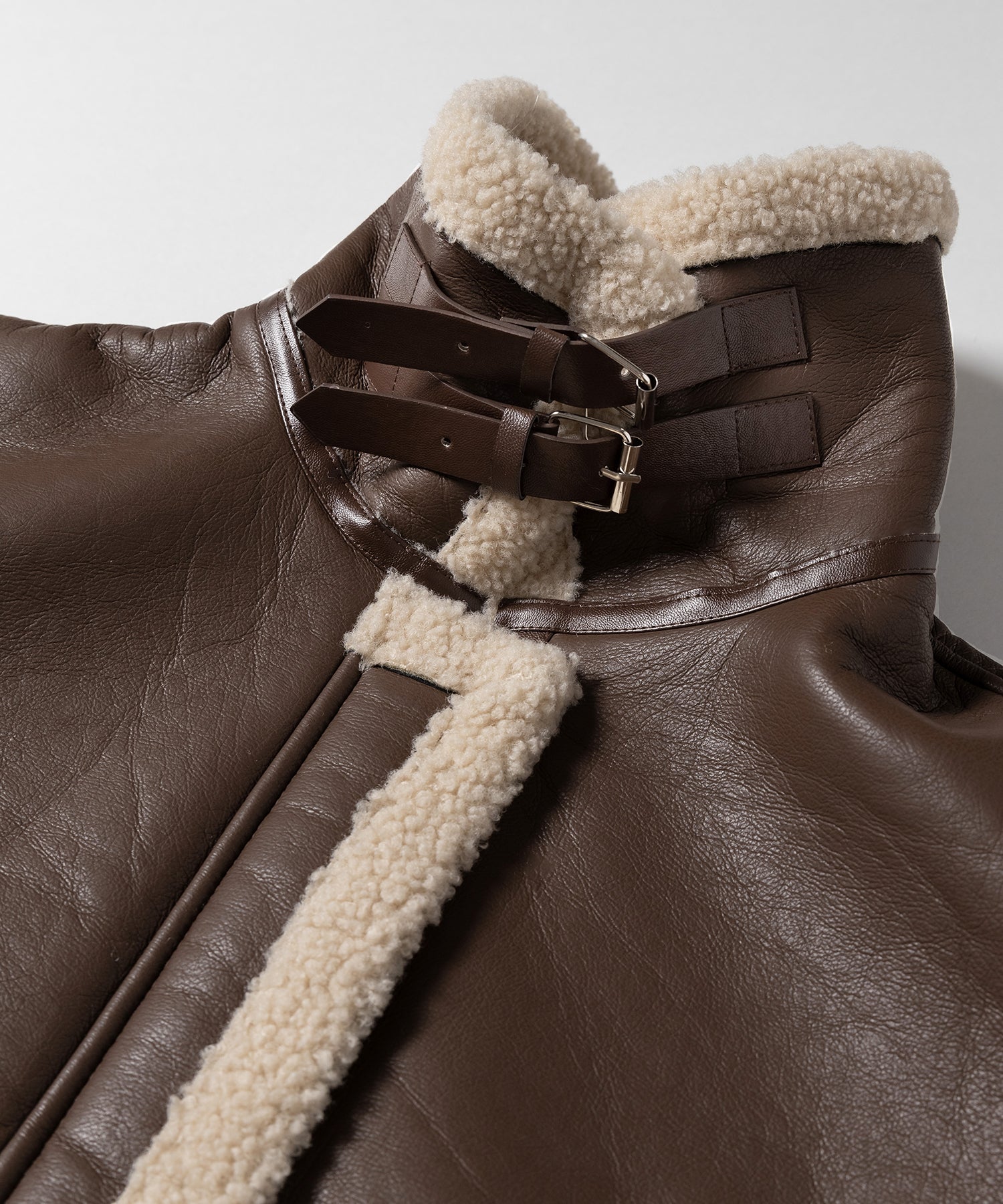 フェイクレザームートンB-3クロップドフライトジャケット