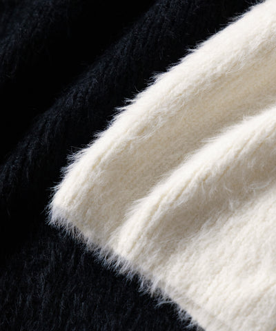 クロスストラップカットアウトルーズシャギーニット