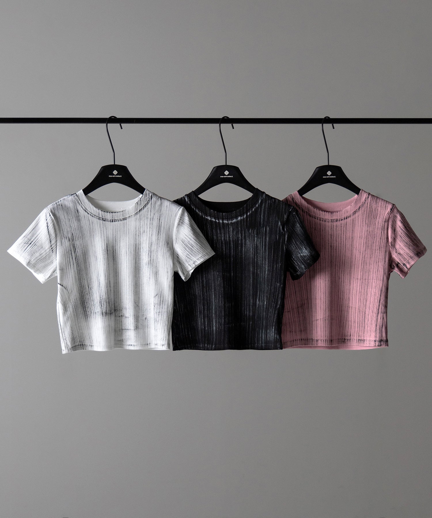 【 3color 】ヴィンテージプリントクロップドリブTシャツ / vintage print cropped lib Tee