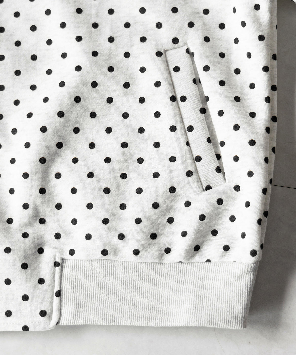 レタリングロゴ刺繍ドットラインオーバースウェットブルゾン / lettering logo embroidery dot line over sweat blouson