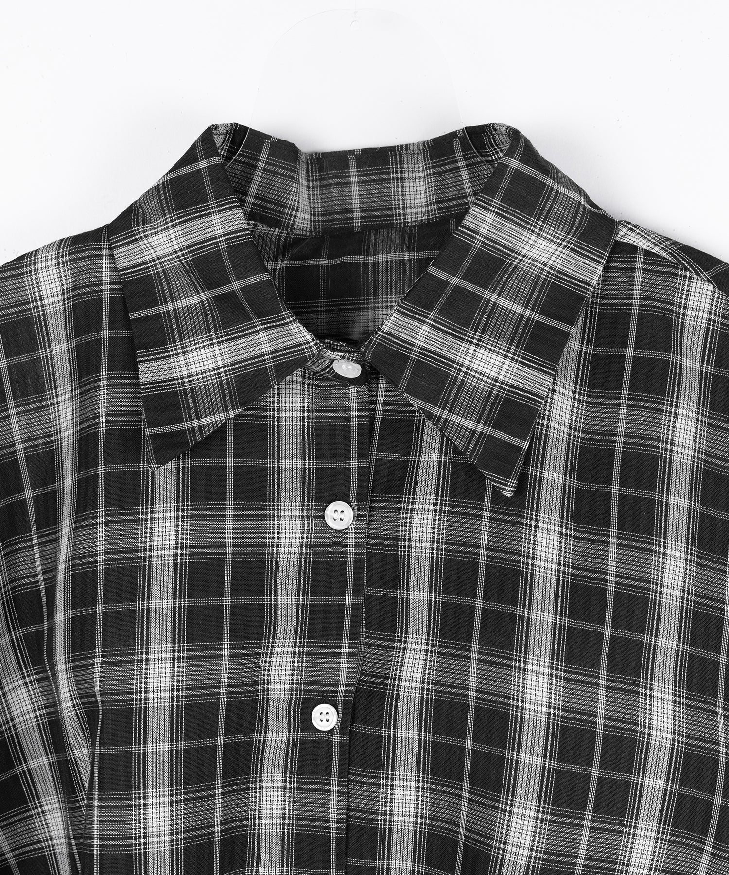 ビッグシルエットブラックシアーチェックシャツ / big silhouette black sheer check shirt