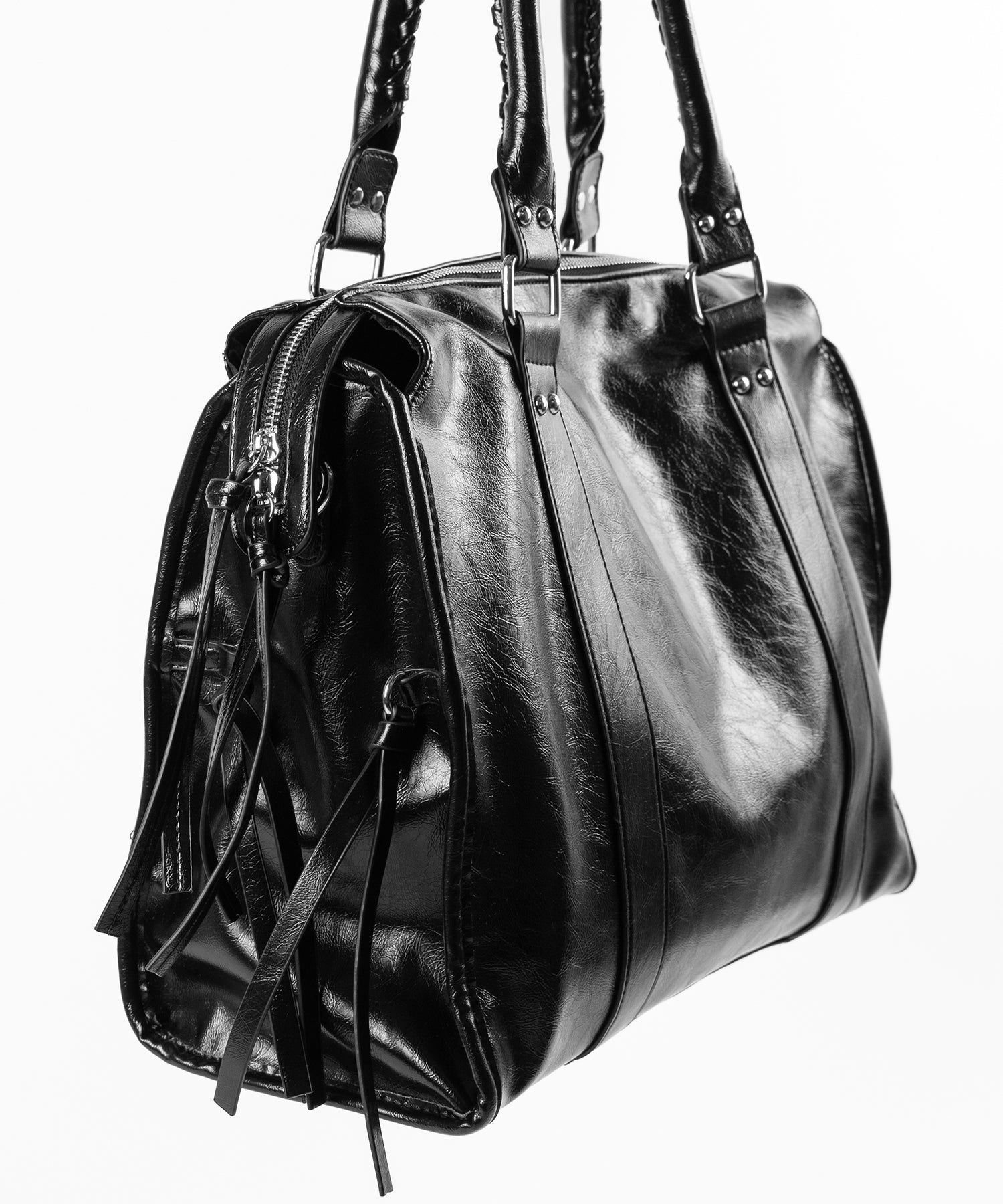 ヴィンテージフェイクレザーボストンエディターズバッグ / vintage fake leather boston editors bag