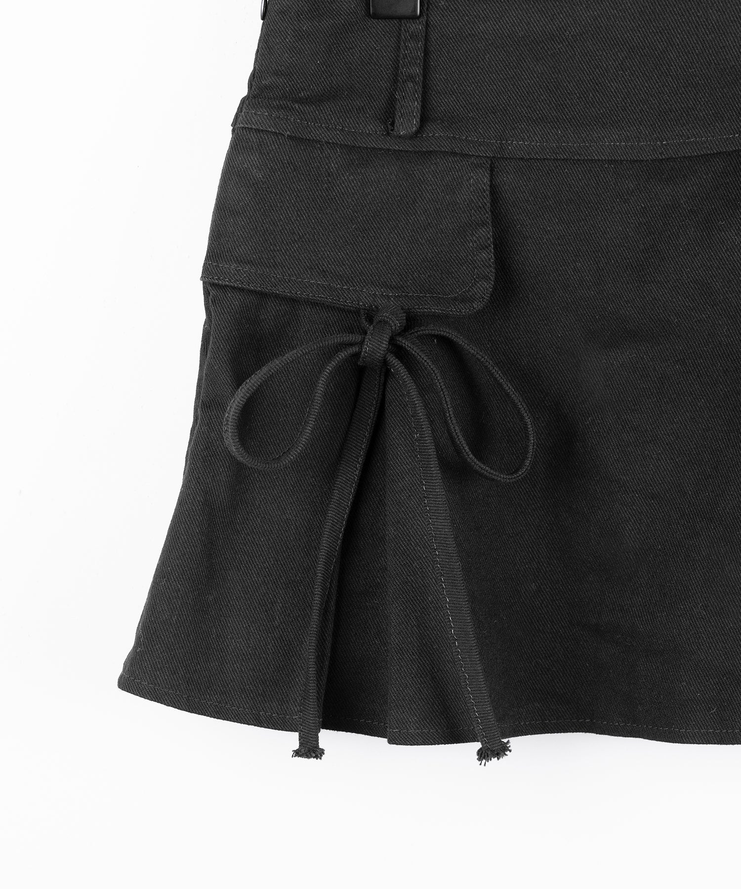 【 2color / 3size 】ヴィンテージライクリボンデニムミニスカパン / vintage like ribbon denim mini skirt pants