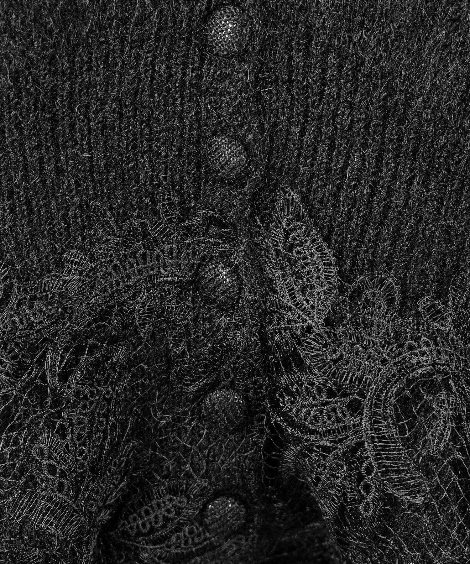 レースドッキングモヘアライクニットカーディガン / Lace docking mohair-like knit cardigan