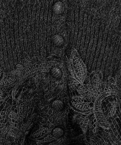 レースドッキングモヘアライクニットカーディガン / Lace docking mohair-like knit cardigan