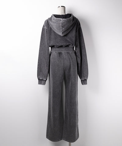 【 セットアップ 】ピグメントヴィンテージショートパーカー + ワイドパンツ SET / pigment vintage short hoodie + wide pants SET