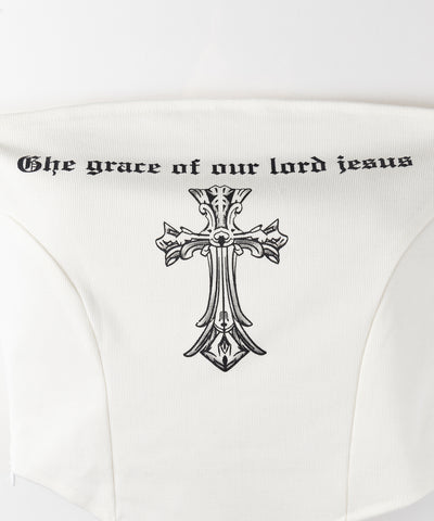 クロスグランジロゴベアトップス / cross grunge logo bare tops