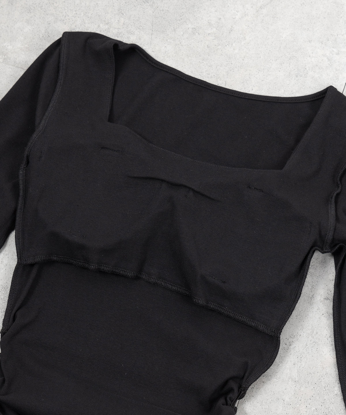 スクエアネックシャーリングマーメイド長袖ロングタイトワンピ / Square neck shirring mermaid long-sleeved long tight onepiece