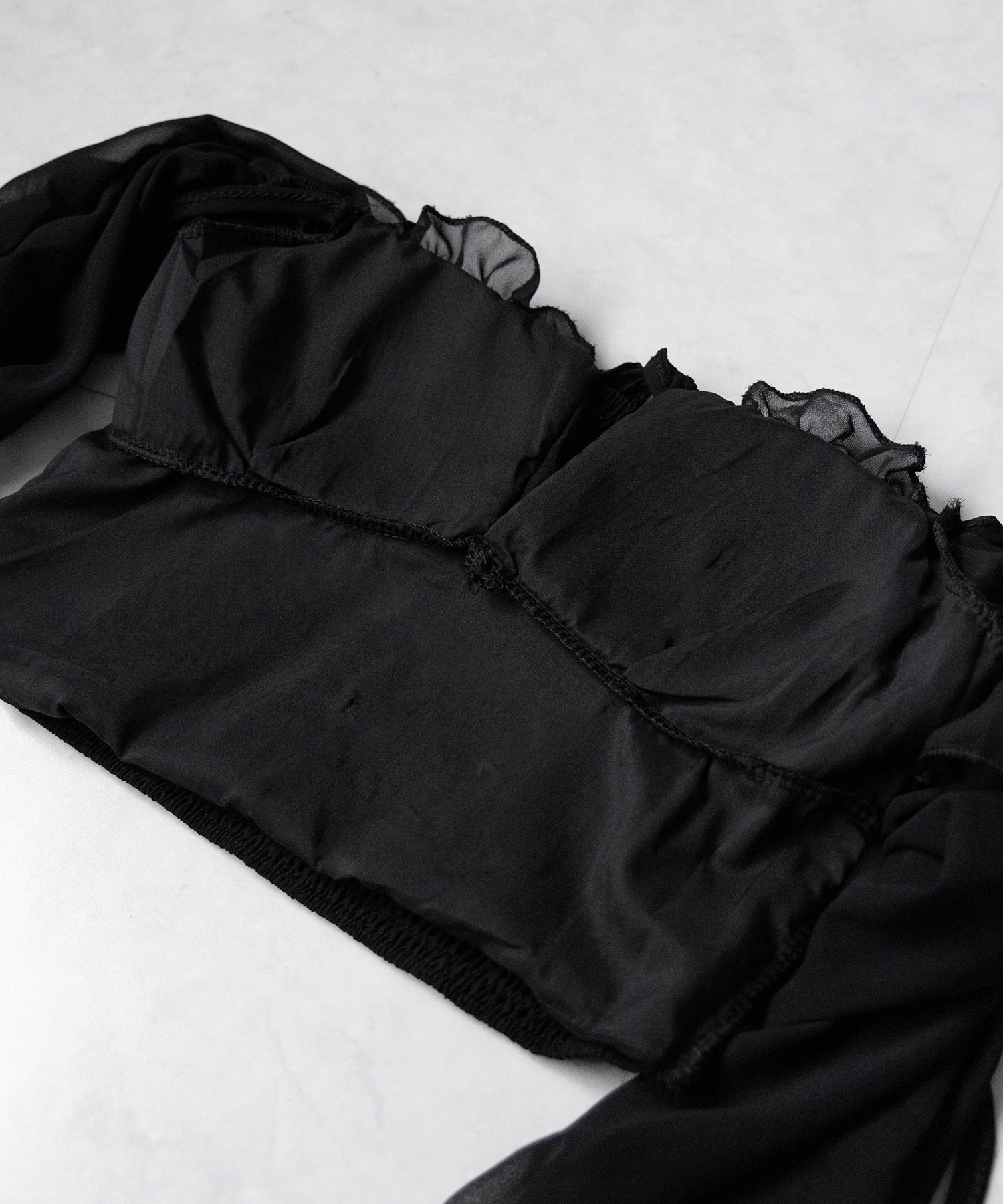 【 2WAY 】フロントリボンクロスネックオフショルシフォンブラウス / front ribbon cross neck off-shoulder chiffon blouse