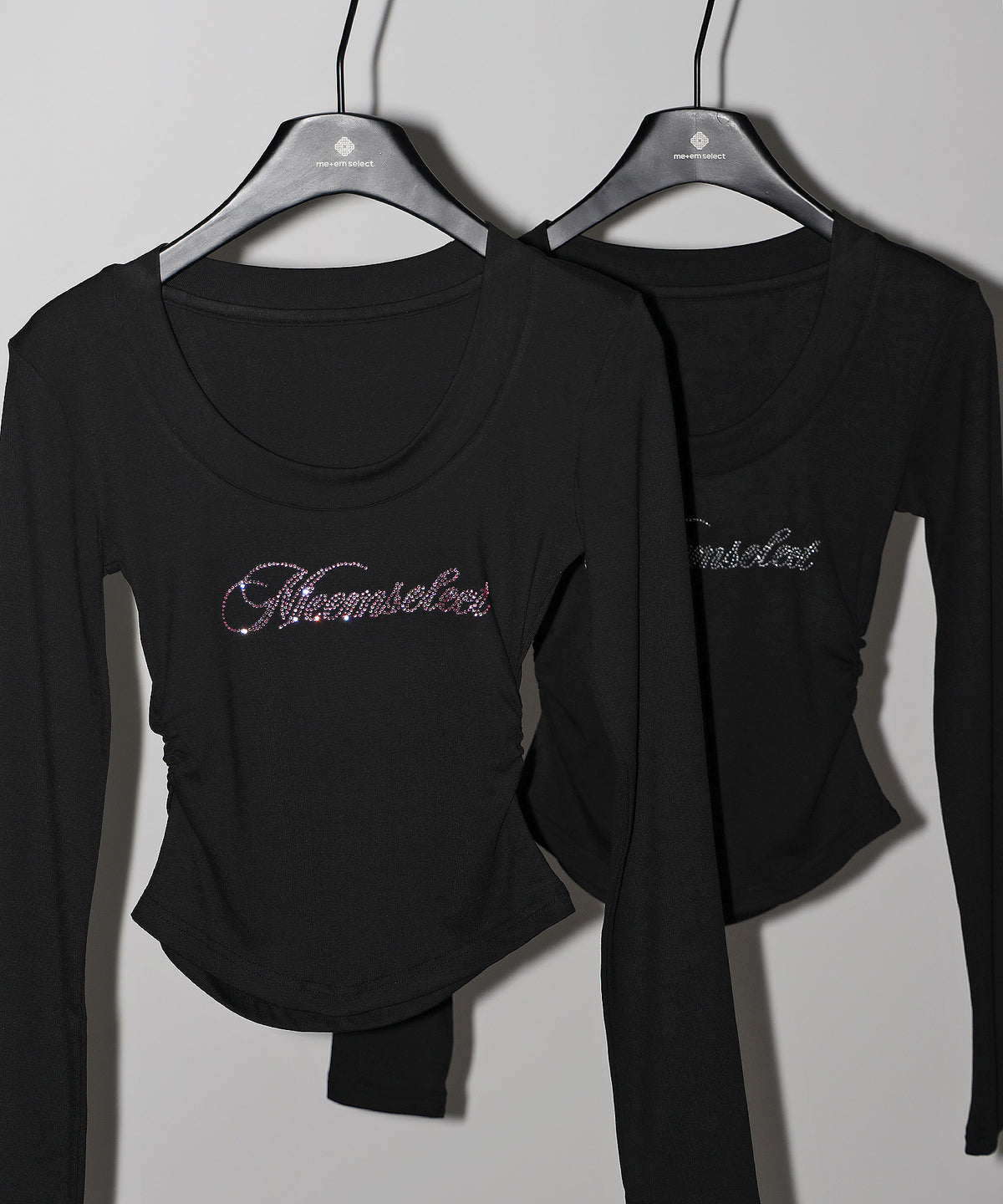 ラインストーンロゴスリムフィットロンT / Rhine stone logo slim fit long sleeve T-shirts