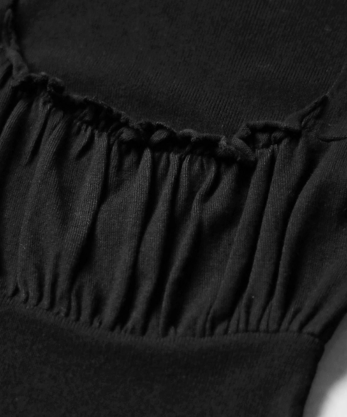 フリルギャザースクエアネック長袖ニットトップス / frill gather square neck longsleeve knit tops