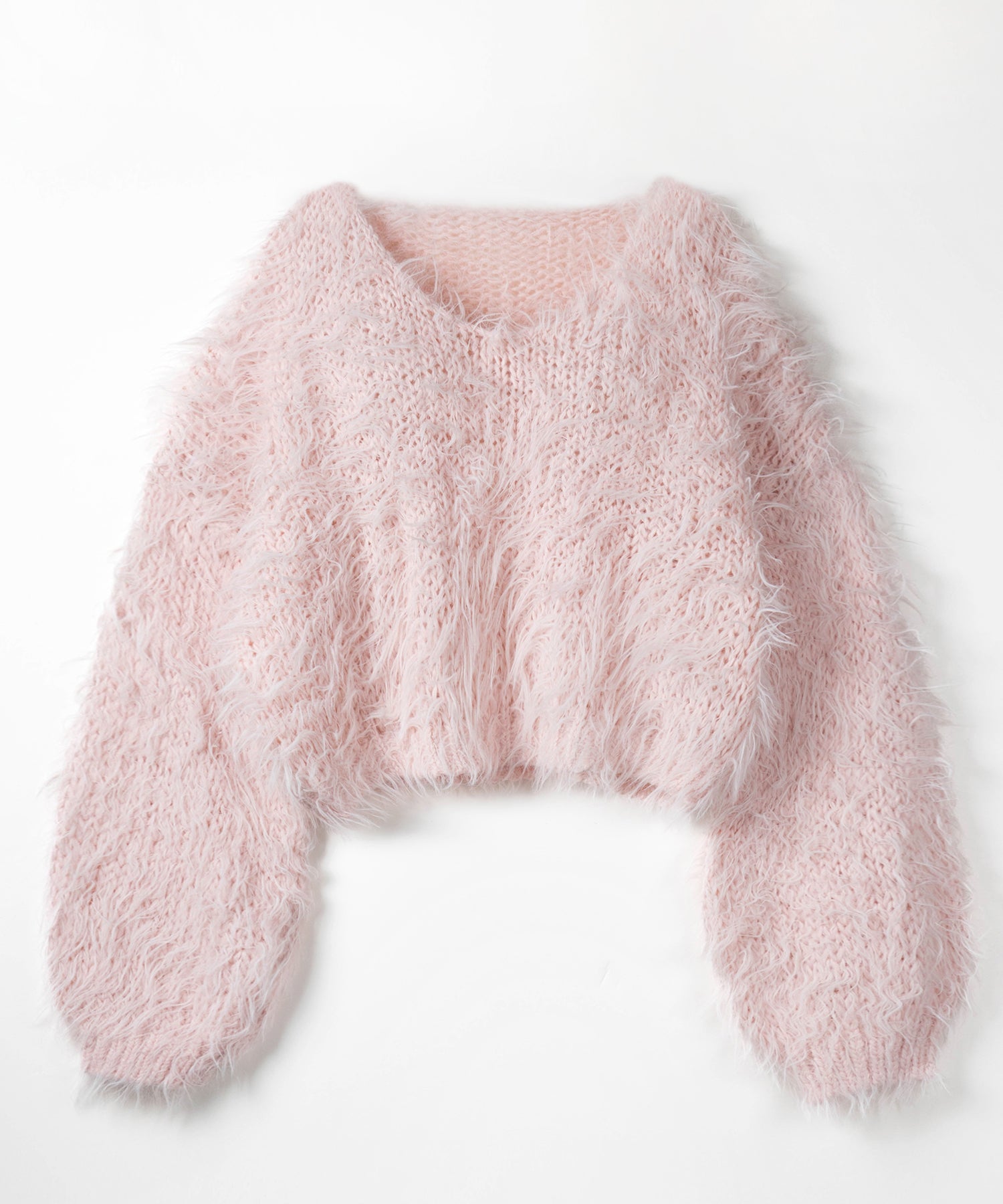 【 選べる6色展開 】フラッフィーシャギールーズショートニット / fluffy shaggy loose short knit