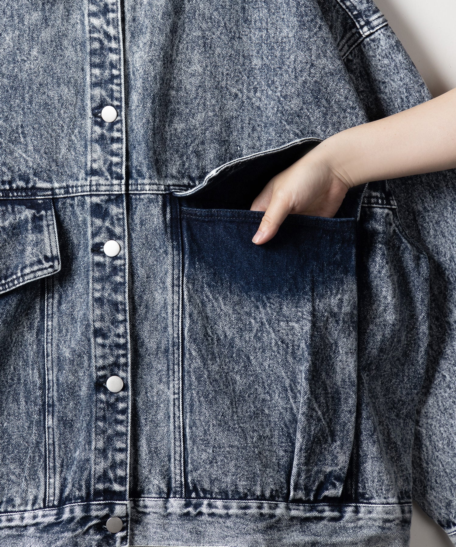 【 デニムセットアップ着用可能 】ヴィンテージケミカルブリーチボーイフレンドデニムジャケット / vintage chemical bleach boyfriend denim jacket