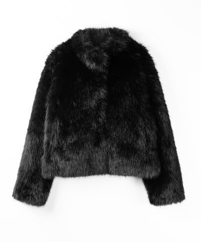 スタンドカラーフェイクファークロップドコート / stand collar fake fur cropped coat