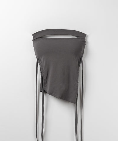 【 カップ付き / 2WAY 】クロスストラップリボンカットアウトショートキャミソール / cross strap ribbon cutout short camisole