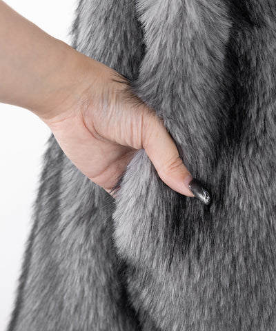 ダブルジップスタンドカラーミックスファージャケット / double zip stand collar mix fur jacket