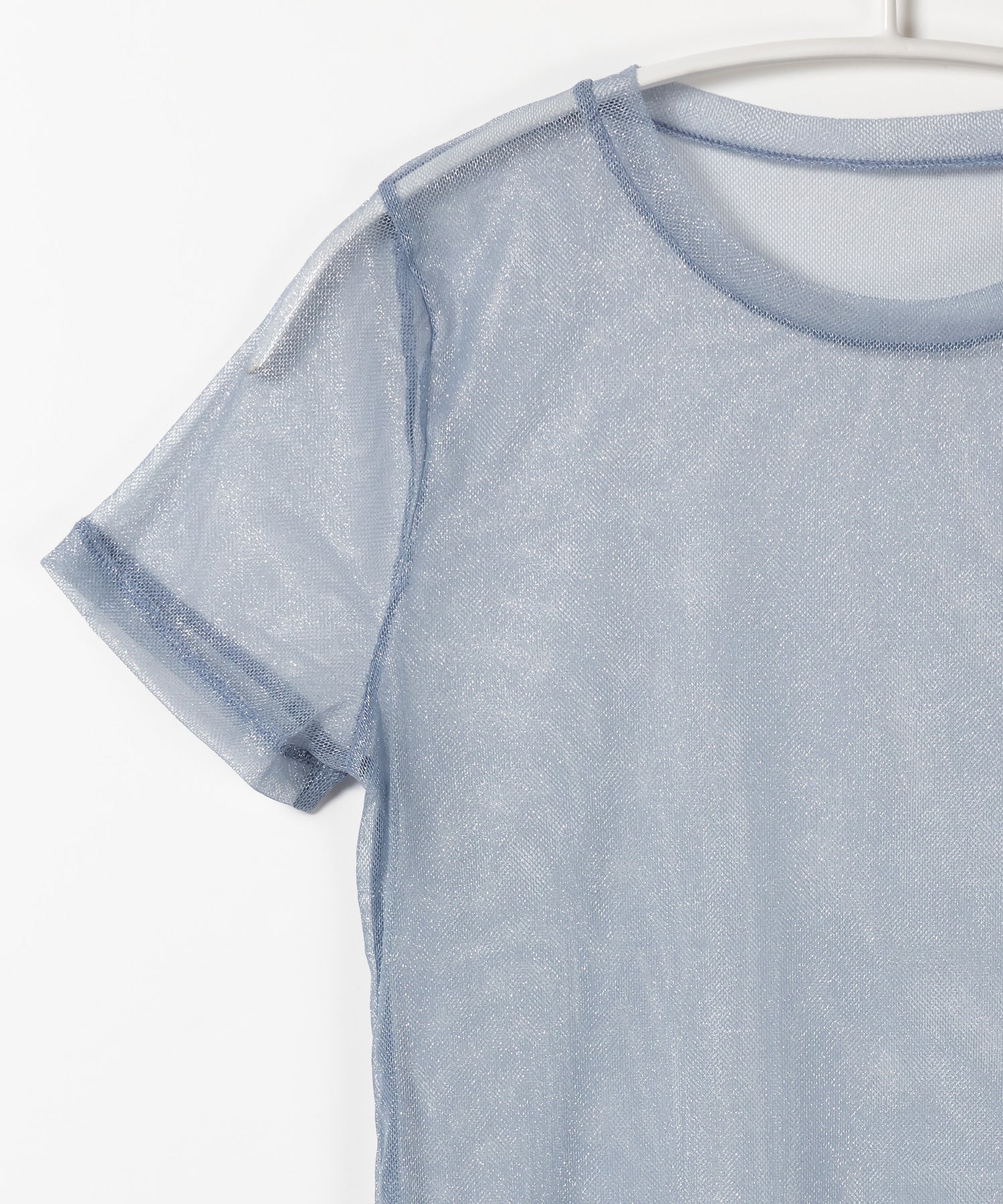 【 選べる3color/2size 】シルバーラメチュールシースルーTシャツ