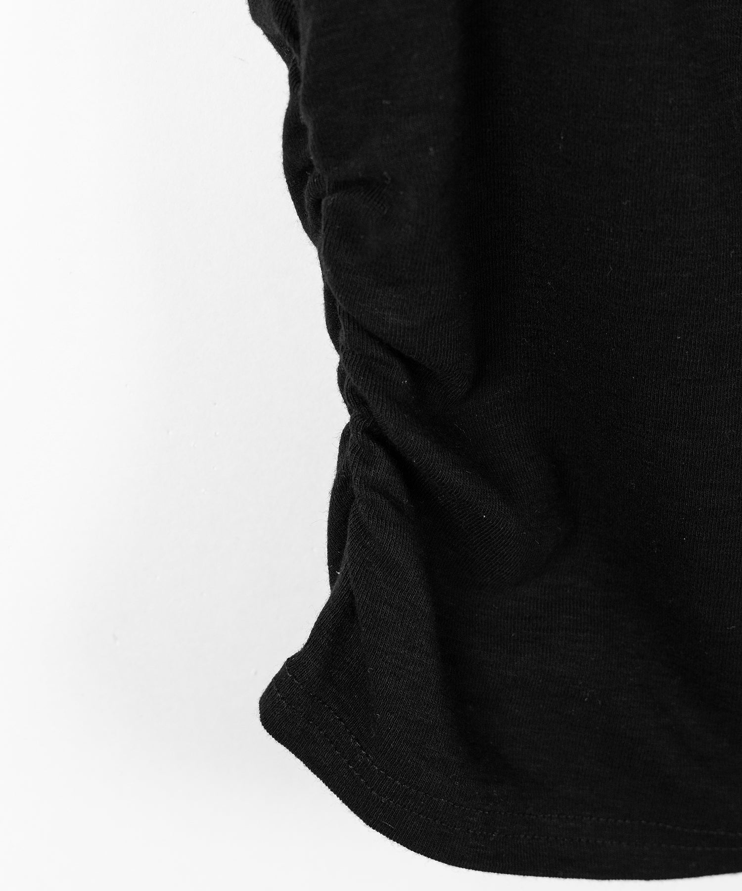 ヘンリーネックスクエアギャザー半袖Tシャツ /henley neck square gather short sleeve T-Shirt