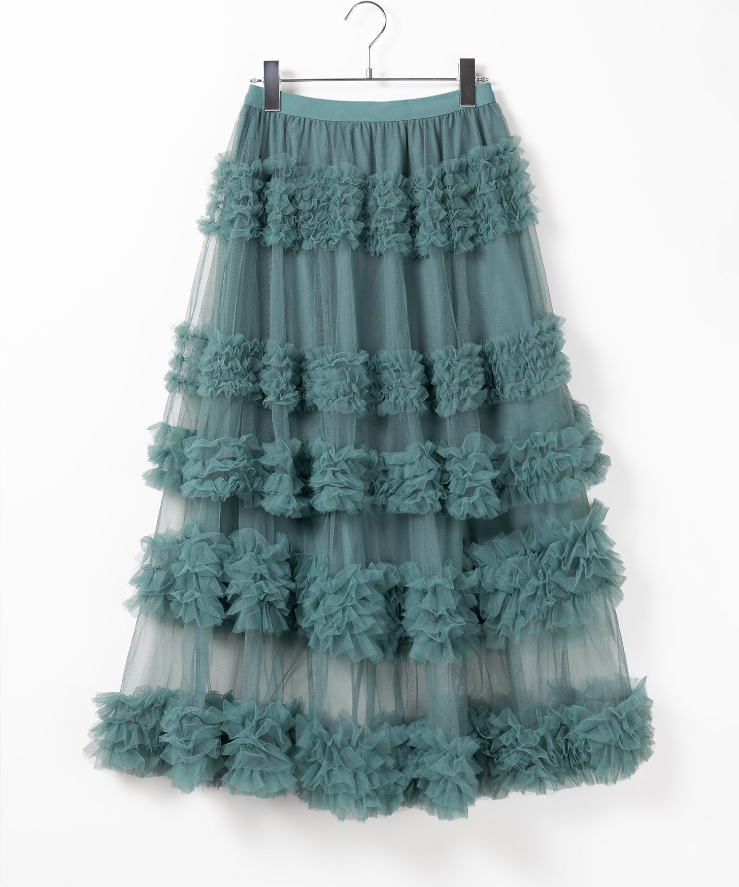 シアーフリルレイヤードボリュームチュールスカート