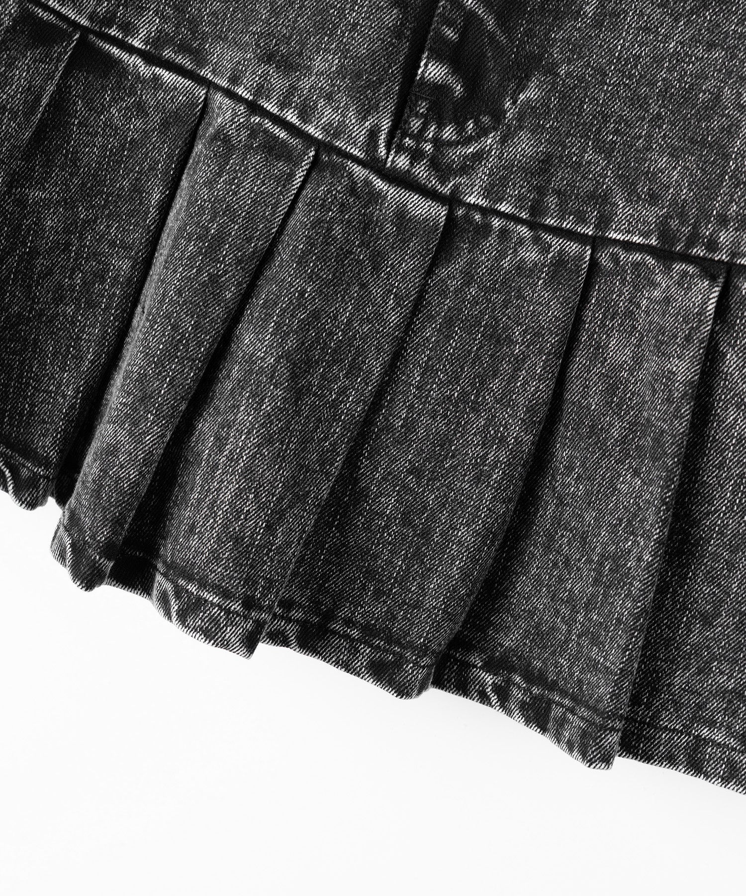 【 セットアップ着用可能 】ヴィンテージケミカルブリーチプリーツデニムミニスカート / vintage bleached pleated denim mini skirt