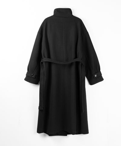 【 ウエストマークベルトSET 】2WAY スタンドカラーレディメルトントレンチロングコート / 2WAY stand collar lady melton trench long coat