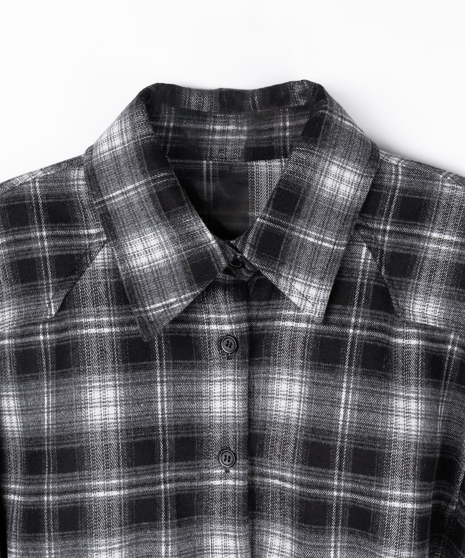 レースアップリボンスリムラインチェックネルシャツ / lace up ribbon slim line check flannel shirt