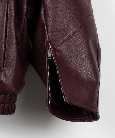 【 2color 】ヴィンテージライクボリュームスリーブフェイクレザーブルゾン / vintage like volume sleeve fake leather blouson