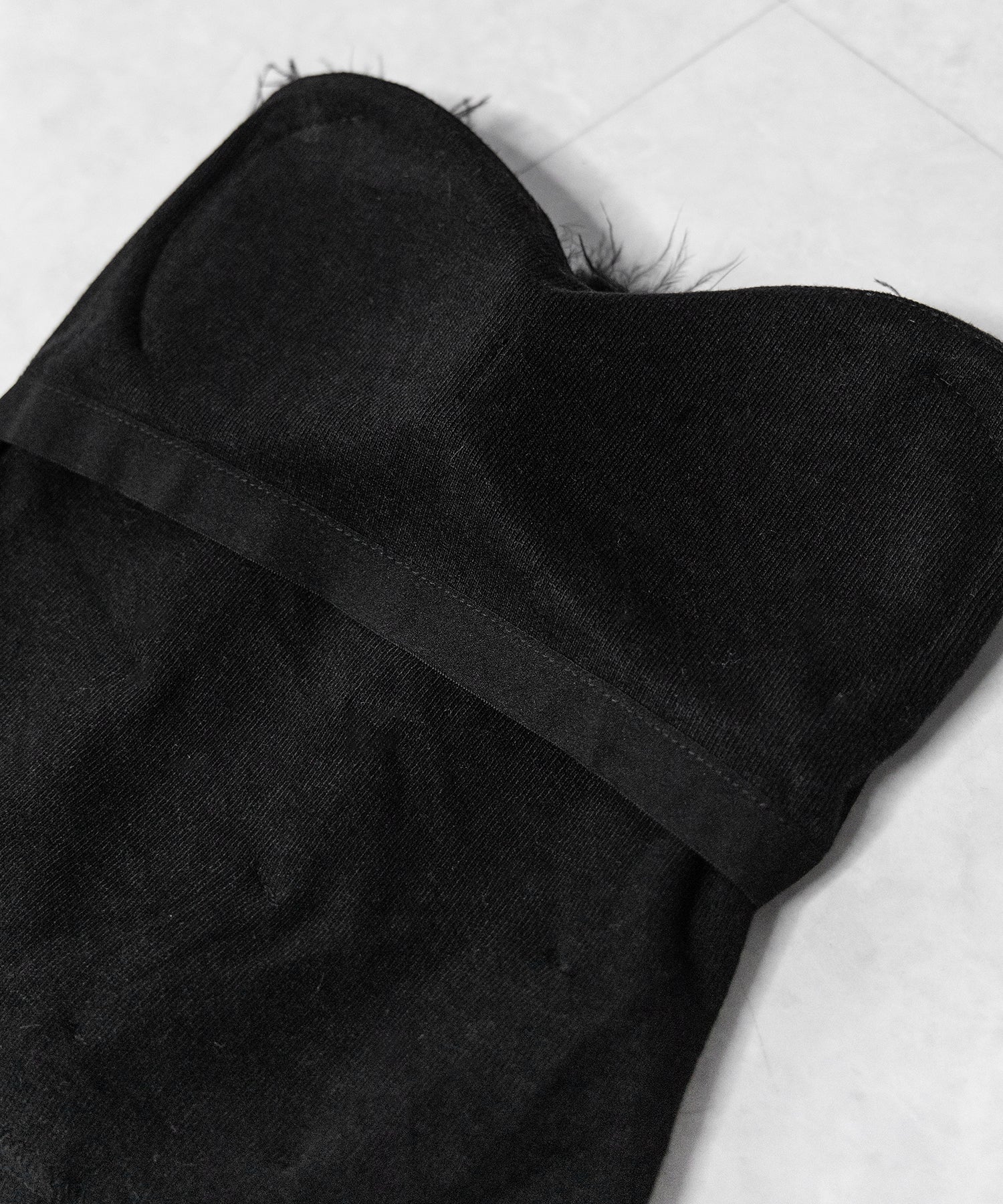 フェザーファードッキングビスチェベアトップ / feather fur docking bustier bare tops