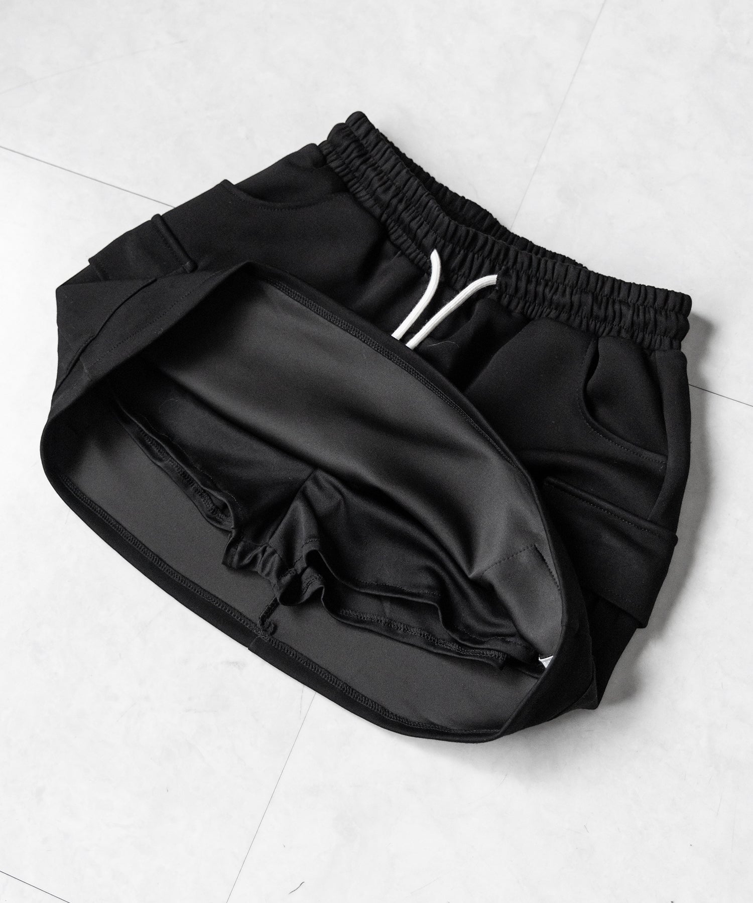 【 インナーパンツ裏地付 】ハイウエストスウェットミニスカート / high waist sweat mini skirt