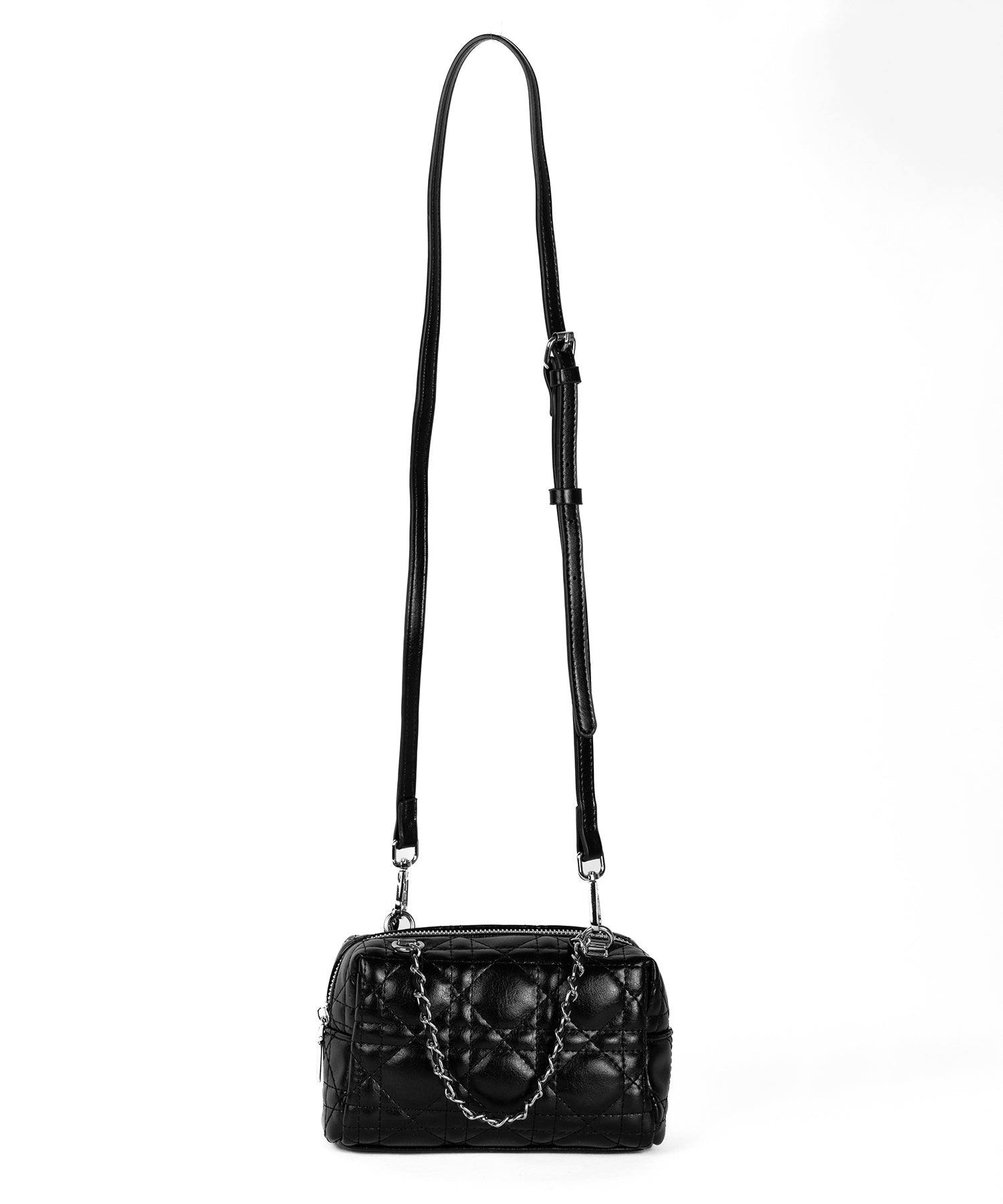【 ショルダーストラップ付き2WAY 】キルティングスクエアチェーンショルダーミニバッグ / 2WAY quilted square chain shoulder mini bag