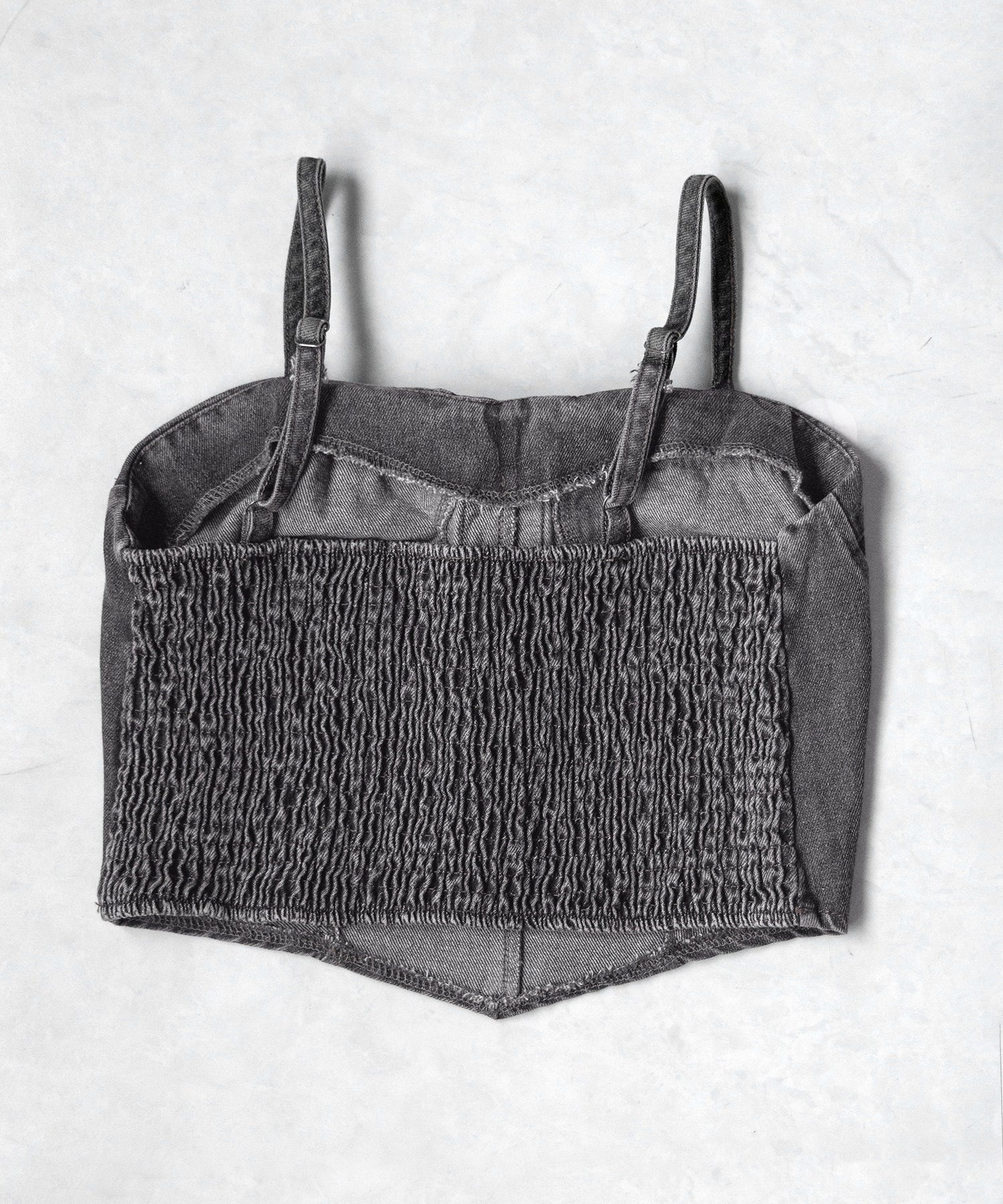 レースアップリボンコルセットデニムビスチェ / lace up ribbon corset denim bustier