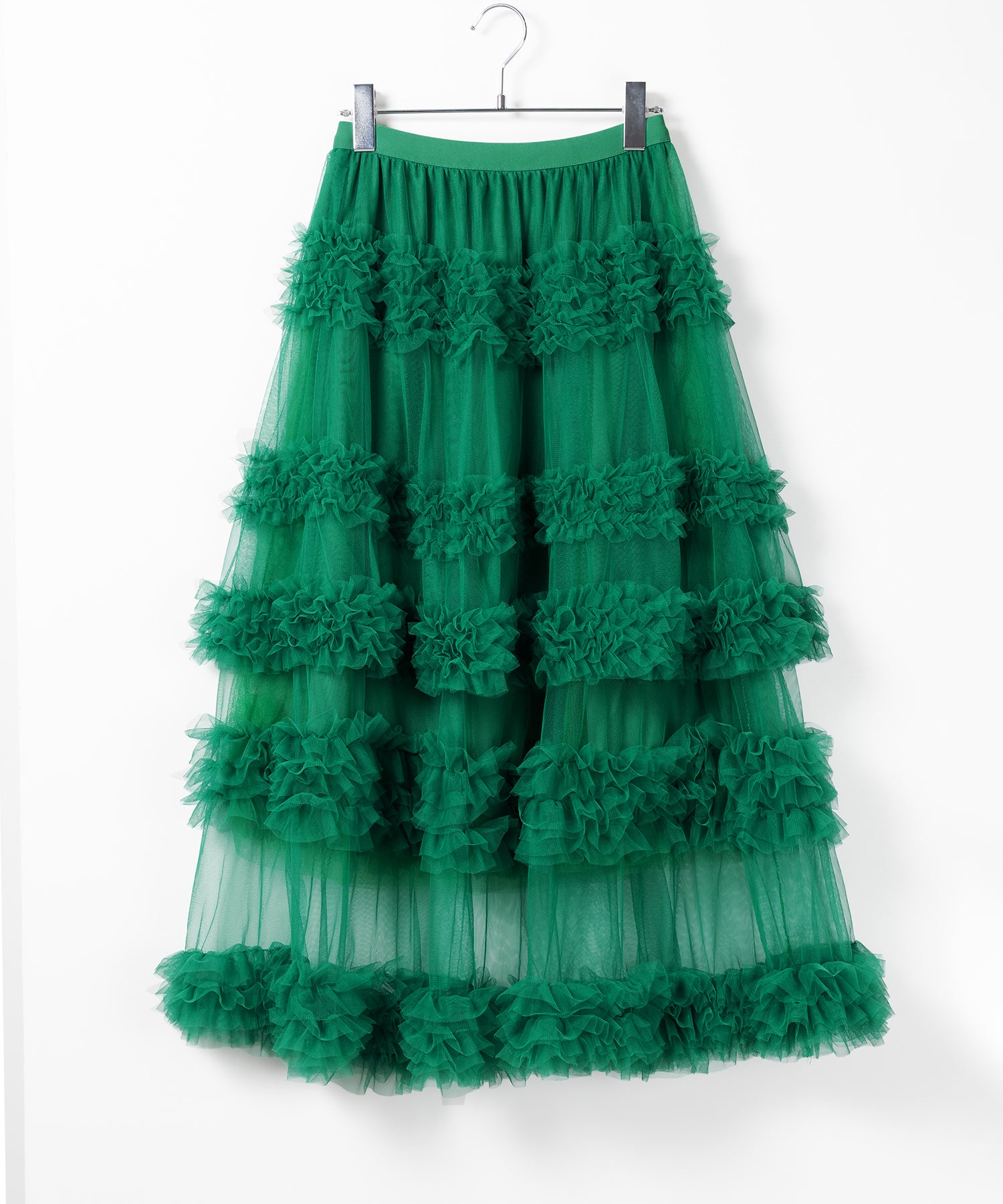 シアーフリルレイヤードボリュームチュールスカート