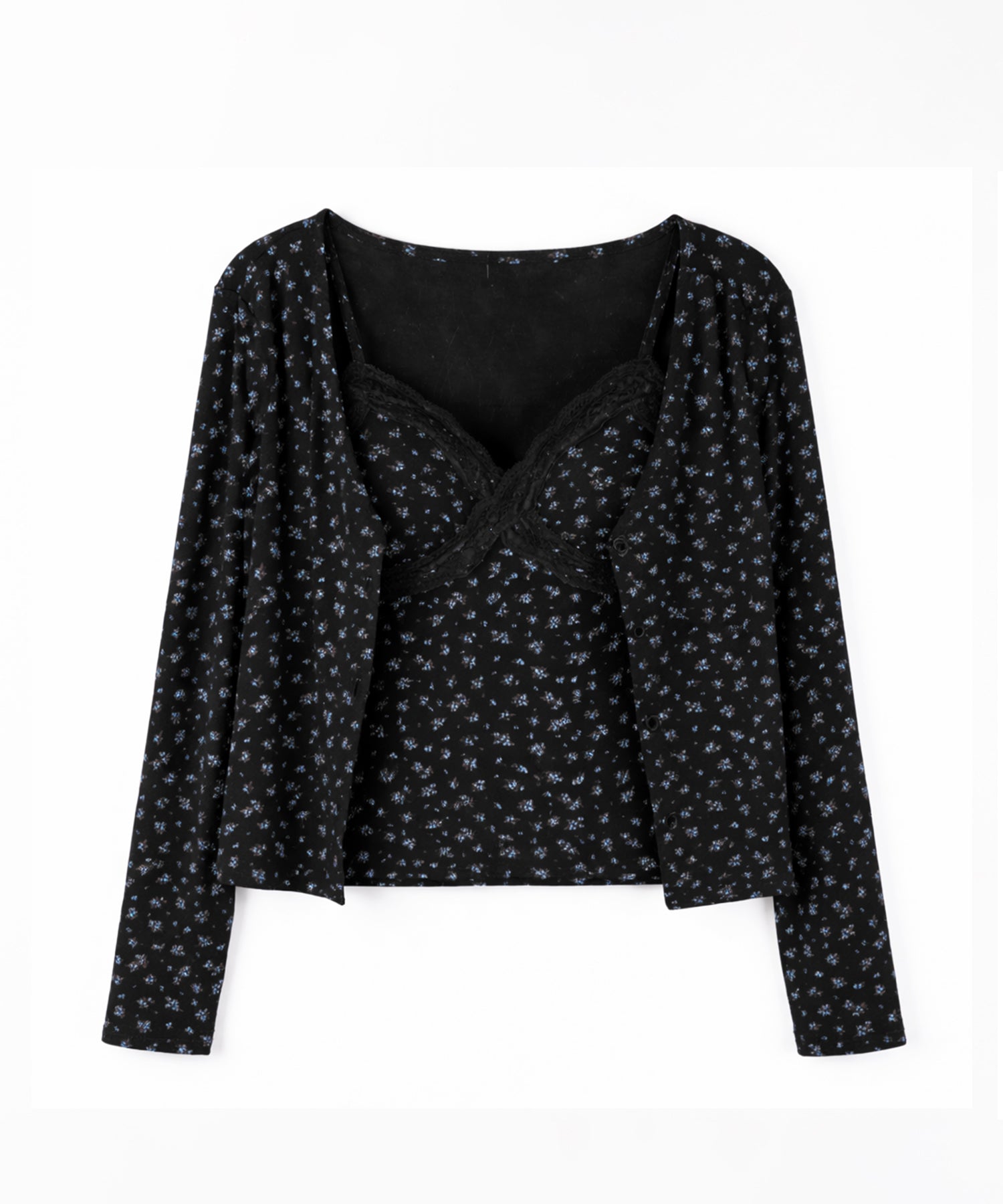 【 2点セット 】小花柄レースキャミソール + カーディガン SET / ( 2piece SET )Floral lace camisole + cardigan SET