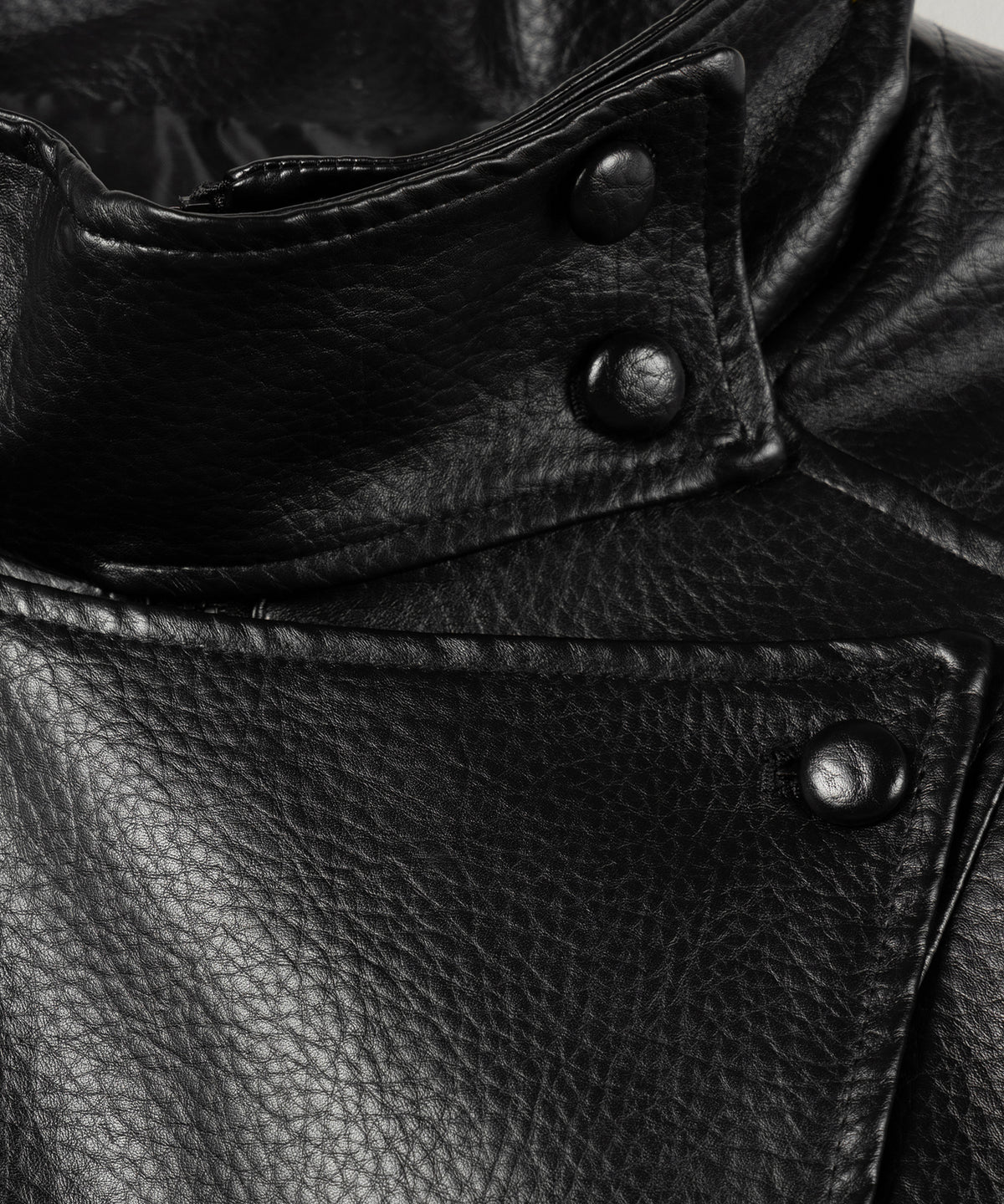 ヴィンテージフェイクレザースタンドカラージップアップブルゾン / 2WAY vintage fake leather stand collar zipup blouson