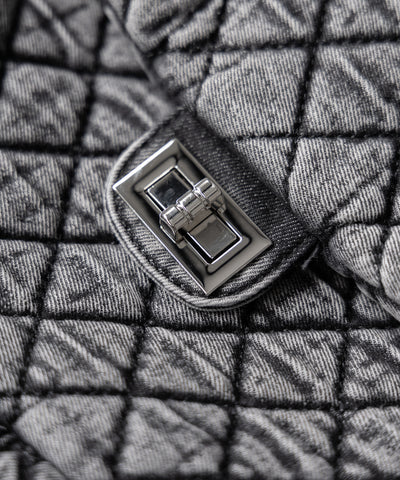 ヴィンテージブラックデニムキルティングショルダーバッグ / vintage black denim quilting shoulder bag