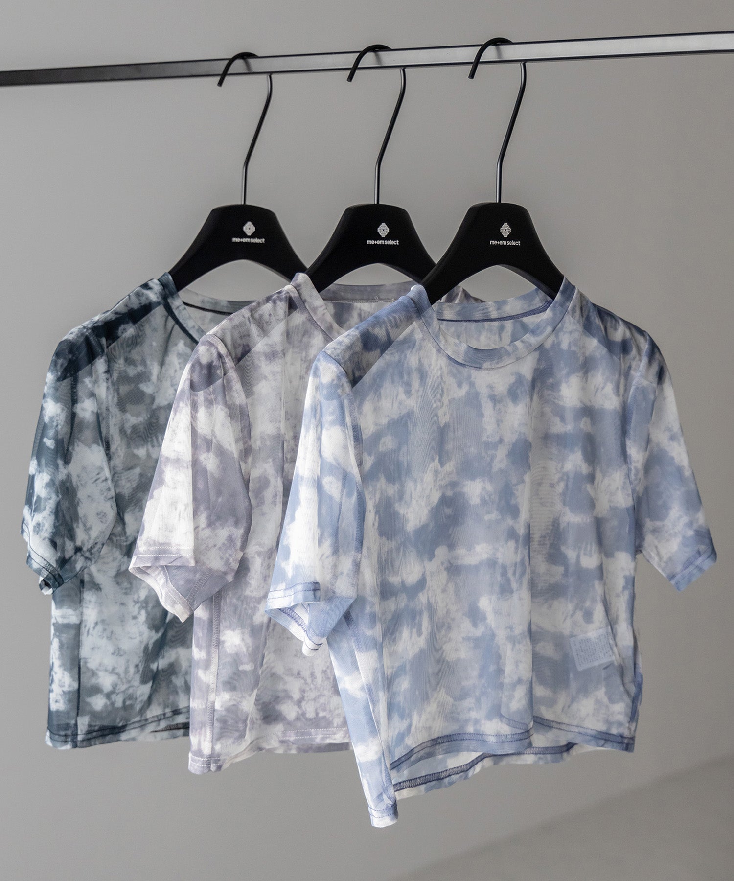 【 選べる3color/2size 】ニュアンスタイダイシースルーショート丈トップス