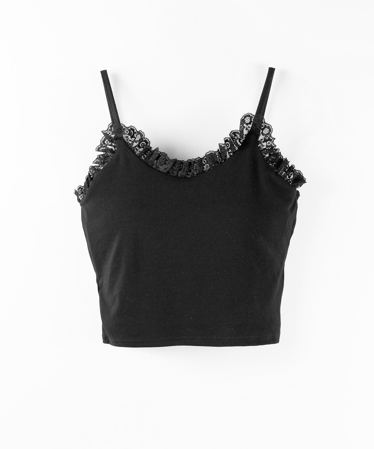 【 2点セット 】レースアップリボンショートトップス + レースキャミ SET / lace up ribbon short tops + lace cami SET