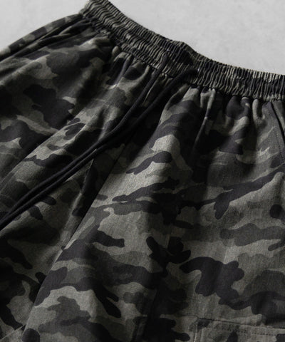 【 裾絞り可能2WAY 】カモフラミリタリーツイルワイドカーゴパンツ / camouflage military twill wide cargo pants