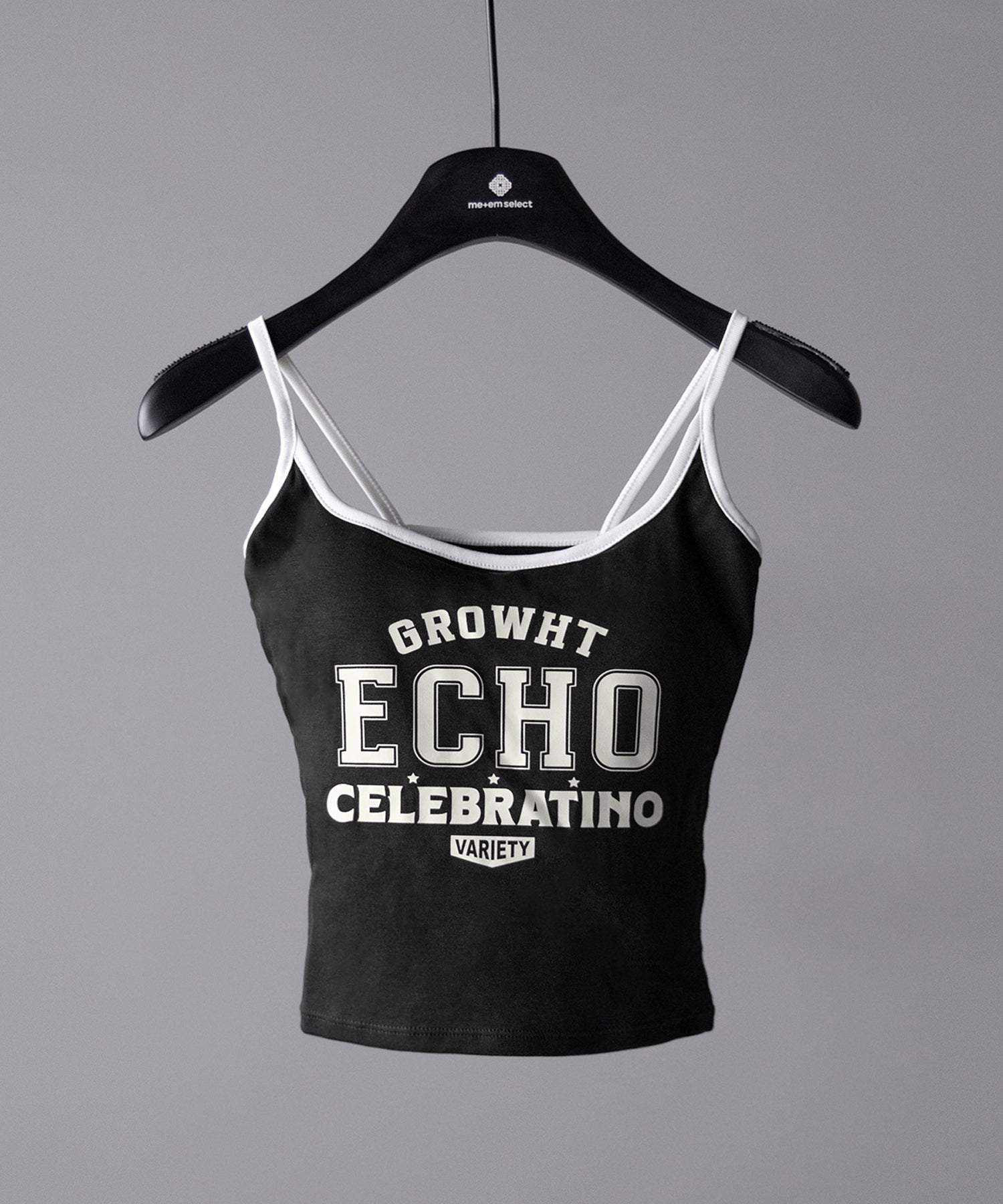 【 カップ付き 】フロントロゴプリントショートキャミソール / front logo print short camisole