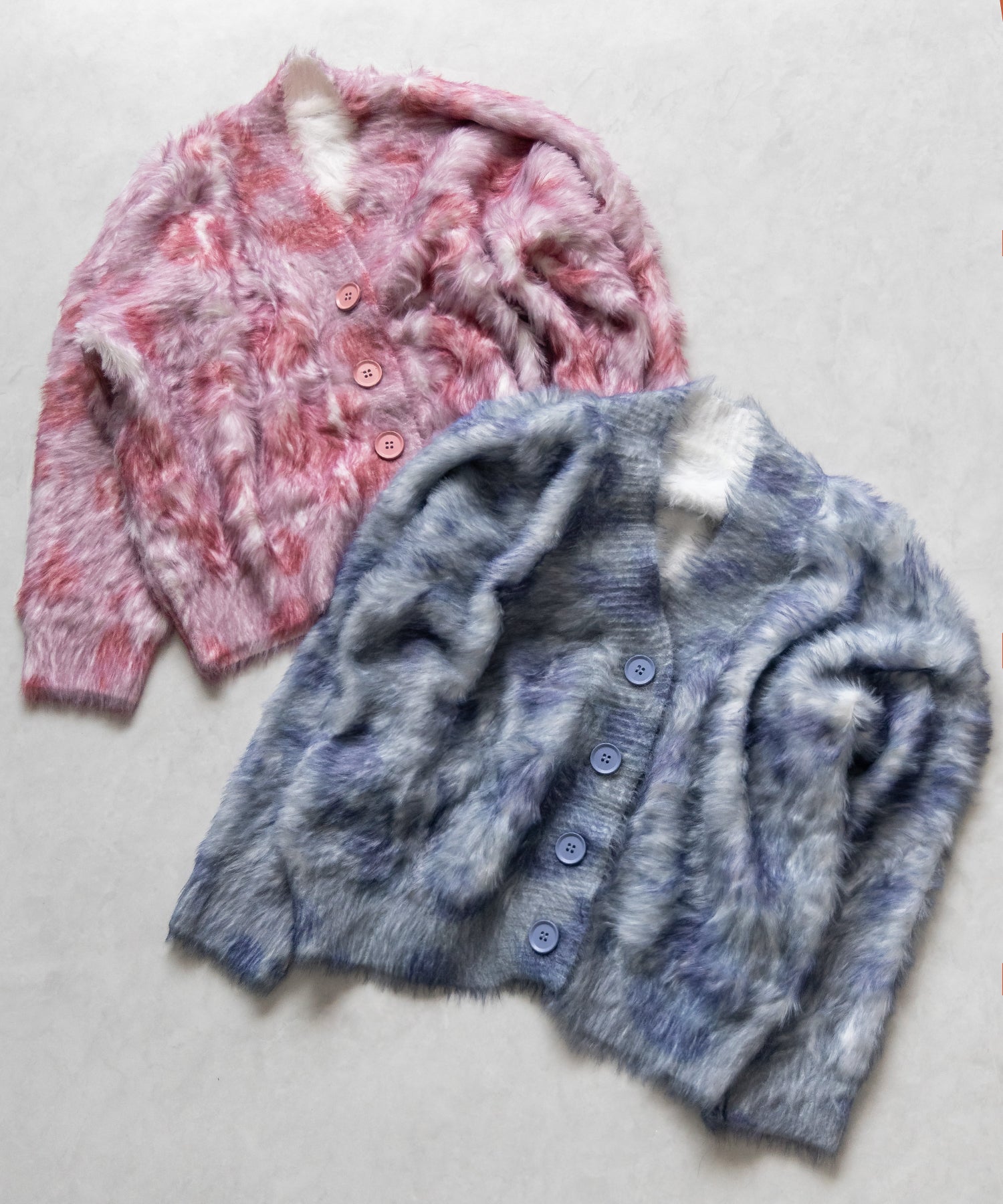 【 2color 】レオパードマーブルシャギーニットカーディガン / reopard marble knit shaggy cardigan