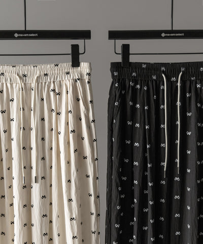 リボンプリントワイドイージーパンツ / ribbon print wide easy pants
