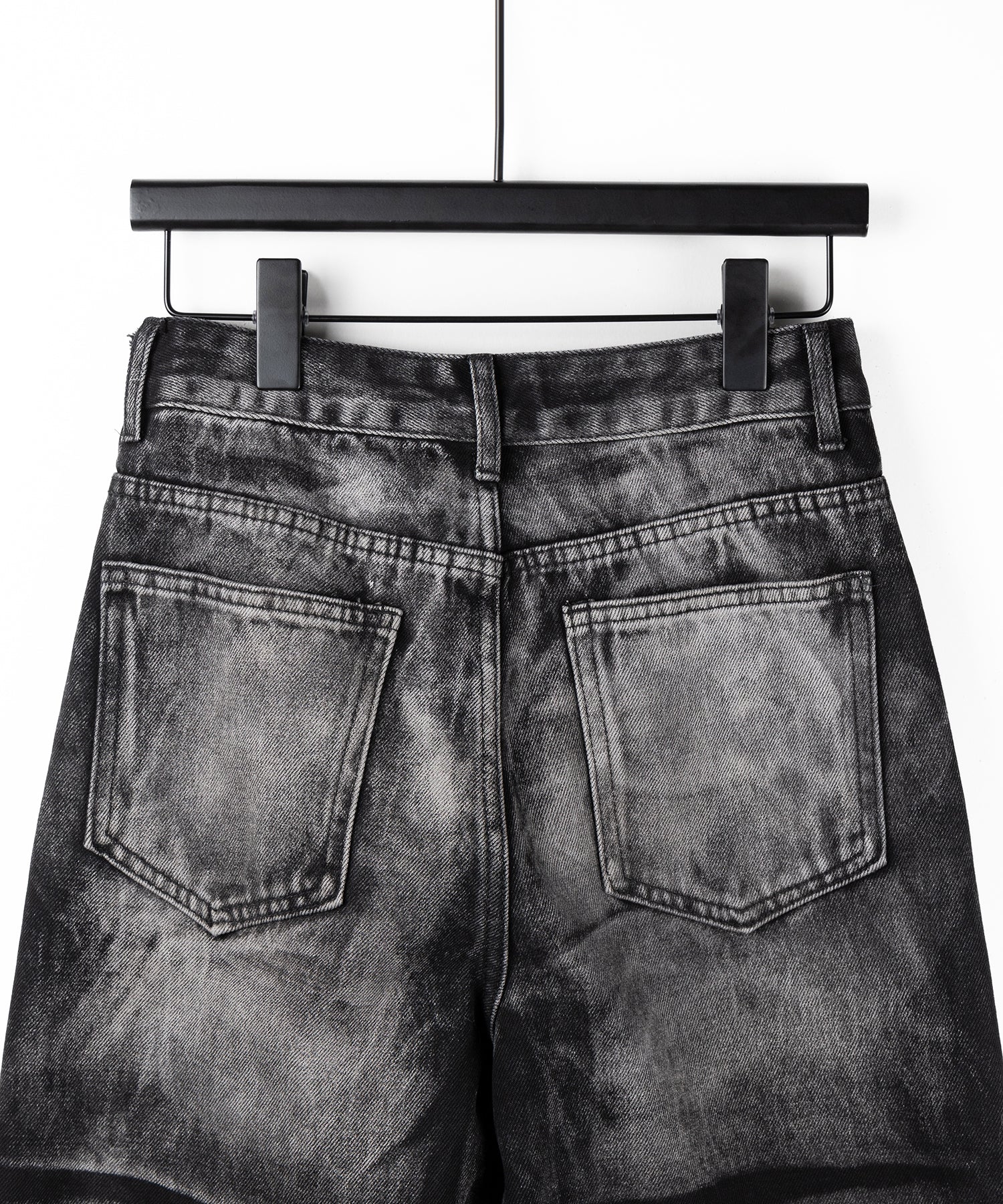 【 4size 】CRACKクラッシュヘビーブリーチブラックワイドデニム / CRACK crash heavy bleach black wide denim
