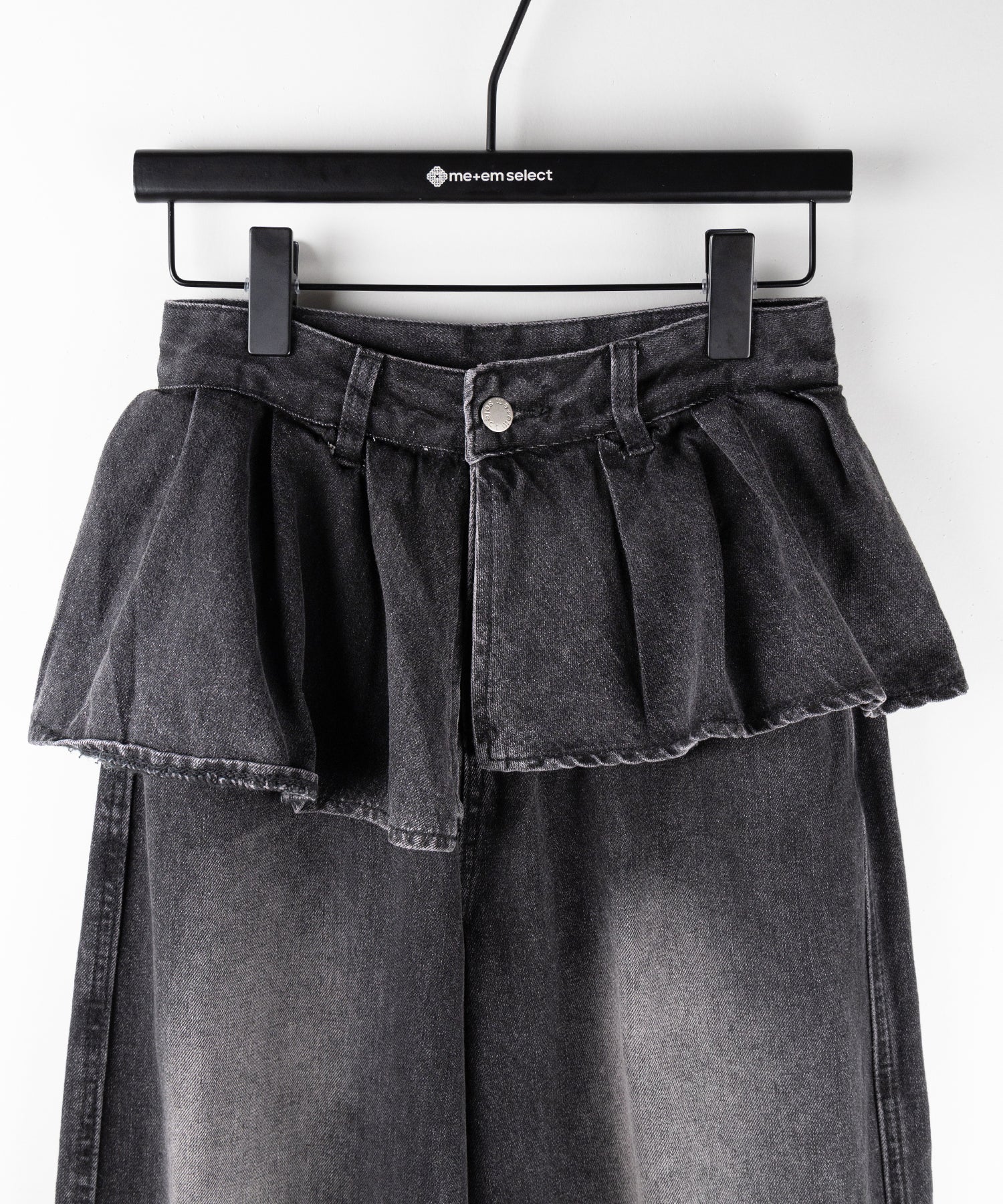 【 2color / 4size 】フリルドッキングレイヤードヴィンテージワイドデニム / frll docking layered vintage wide denim