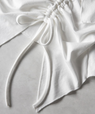 シャーリングフロントスリットオフショルトップス / shirring front slit offshoulder tops