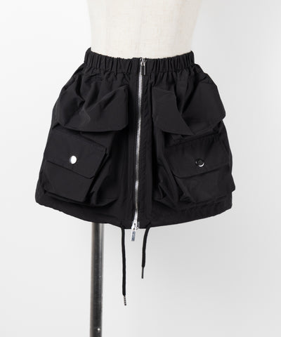 【 セットアップ 】アウトポケットオフショルカーゴブルゾン & ダブルジップカーゴミニスカート SET / out pocket off shoulder cargo blouson & double zip cargo mini skirt SET